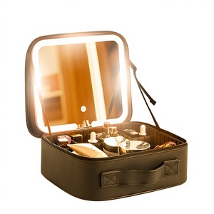 Nuovo Modello di Beauty <span class=keywords><strong>Case</strong></span> Apribile in PU con Specchio e Luce LED, Impermeabile, Resistente, Espandibile, Grande Capacità, Portatile per Viaggi - Product Image 1