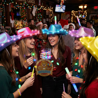 Chapeau de cowboy LED clignotant à néon, vente chaude 2026, logo personnalisé coloré, NOUVELLES ARRIVÉES, Thanksgiving, Pâques, anniversaire, rentrée scolaire, fête