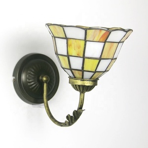 LongHuiJing tiffany Lamps Corridor Sconce Lamp Baroque White Blue Antique Brass Gird Patterned <b>Light</b> Decorative Lamps - Product Image 2