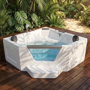 Bañera <span class=keywords><strong>de</strong></span> Hidromasaje <span class=keywords><strong>de</strong></span> Acrílico <span class=keywords><strong>de</strong></span> Lujo con Asiento para 2 Personas, <span class=keywords><strong>de</strong></span> Vidrio <span class=keywords><strong>Templado</strong></span> Blanco - Product Image 2