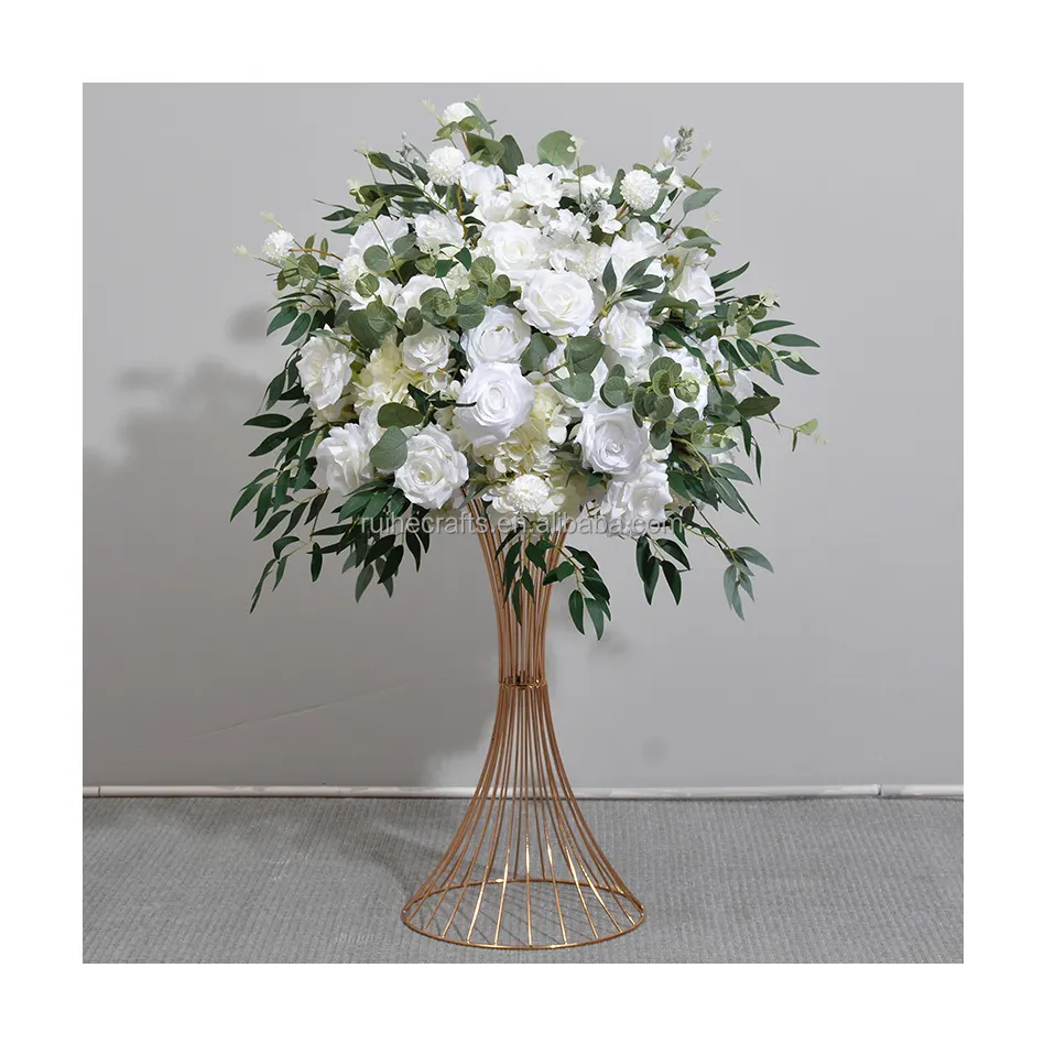 60cm yapay ipek gül çiçek topu düğün Centerpieces yeşillik Garland düğün dekorasyon için çiçek topu