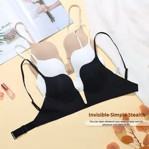 Soutiens-gorge sexy à décolleté plongeant en U profond pour femmes, multi-positions, respirants, pour l'agrandissement des <span class=keywords><strong>seins</strong></span>, avec armatures souples, bonnets en forme de W, pour le quotidien - Product Image 2