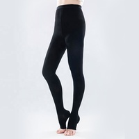 Collants de compression unisexes en nylon médical opaque noir 20-30 mmHg à bout ouvert pour varices