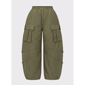 <span class=keywords><strong>Pantalon</strong></span> cargo <span class=keywords><strong>parachute</strong></span> personnalisé ODM/OEM pour femme, <span class=keywords><strong>vert</strong></span> olive, avec cordon de serrage, style streetwear ajustable - Product Image 1