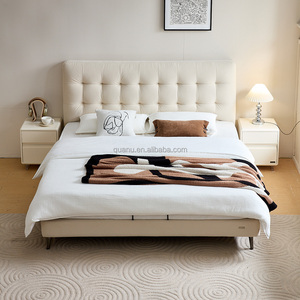 Giường ngủ đôi phong cách kem, đầu giường mềm mại, chất lượng tốt nhất, khung giường cao cấp mới nhất <span class=keywords><strong>2025</strong></span>, bán buôn nội thất gia đình Quanu 115096 - Product Image 2