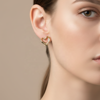 Boucles d'oreilles clips plaqué or 18 carats en forme de cœur, pavé de zircone cubique, invisibles et sans douleur pour oreilles non percées, inaltérables, 2026 FactoryGift Clip on Charms