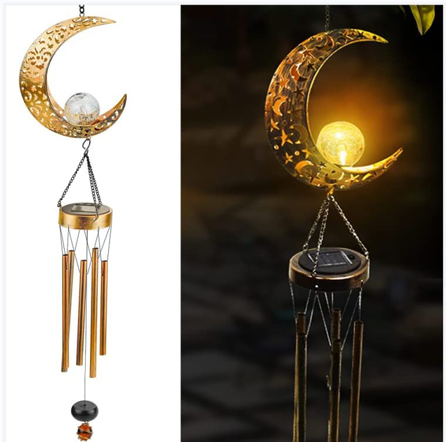 Hanging Lamp Waterproof Moon Night Solar Light Led Lights Outdoor Wind Chime Solar Garden Decoration
