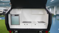Camping-car teardrop tout-terrain pour 4 personnes avec salle de bain et cuisine, remorque légère en aluminium