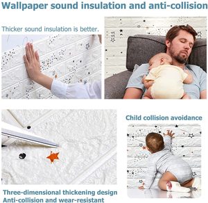 Trang trí nội thất sơn <span class=keywords><strong>3D</strong></span> Vinyl phòng bé Kid tường Sticker <span class=keywords><strong>3D</strong></span> tự dính hình nền - Product Image 2