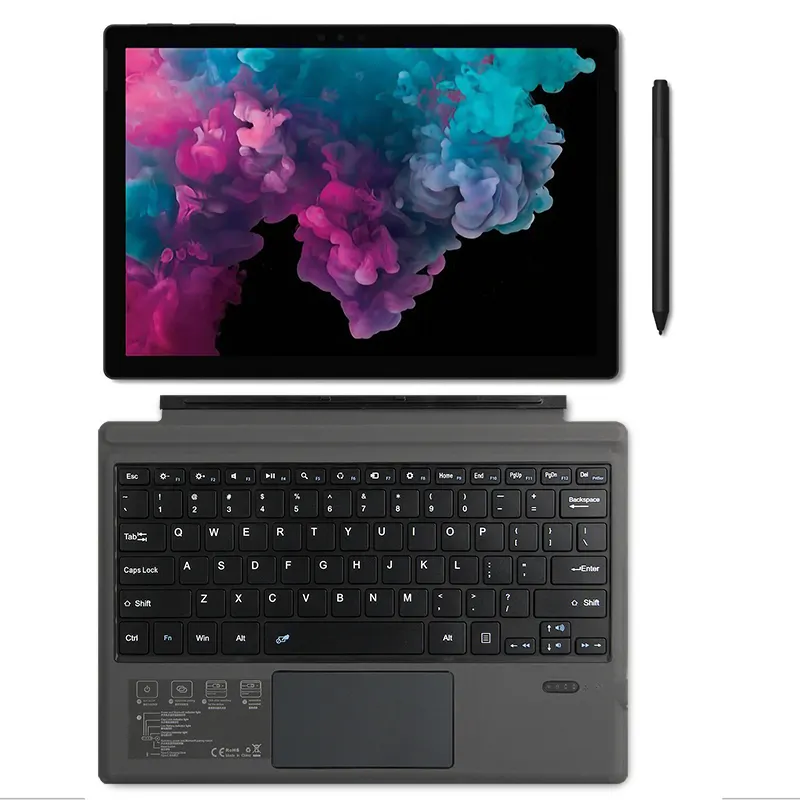 Keyboard Nirkabel untuk Microsoft Surface Pro 7 6 5 4 3 12.3 Inci Tablet PC Laptop Smart Case Cover Keyboard Nirkabel Magnetik