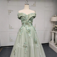 Robes de Quinceanera vert sauge robe de bal appliques florales corset à dos en dentelle pour filles douces fête Lsany27