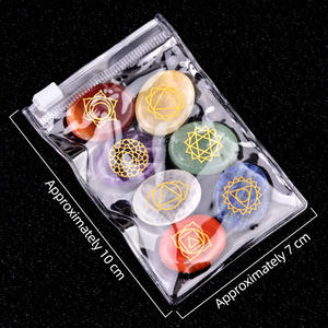 Piedras de meditación Seven Chakra-Discos de cristal pulido con símbolos sánscritos (juego completo) - Product Image 6