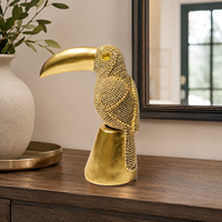 Ornements d'animaux en résine de luxe léger, motifs oiseaux à bec large, avec perles et pièces décoratives, artisanat aérographe, décalcomanies exquises