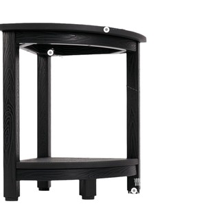 Banc de salle de bain en bois Yituo avec étagère de rangement à 2 niveaux, siège d'angle, tabouret noir, mobilier de douche intérieur - Product Image 2