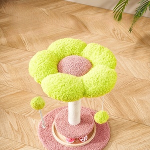 Plüsch blume <span class=keywords><strong>Cat</strong></span> Scratcher Hohe Kratz bäume mit Schienen spielzeug und interaktivem Ball Vertikaler Kletter baum Holz kratz baum - Product Image 3