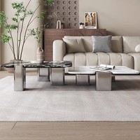 Nouvelle Table Basse Carrée en Marbre Noir Bulgare 2026 – Design Moderne pour Salon, Combinaison Haute-Basse