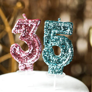 Super brillante y brillante tamaño grande 7,5 CM número de <span class=keywords><strong>velas</strong></span> cubierto con lentejuelas rosa azul de plata de oro de 0-9 números de cumpleaños <span class=keywords><strong>velas</strong></span> de cumpleaños - Product Image 1