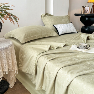Ensemble de literie d'été en jacquard rose fleur de cerisier, 100% coton, style princesse - Product Image 3