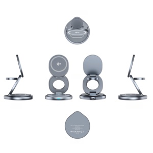 Estación de Carga Inalámbrica Magnética Plegable de 15W, 360 °   Base de Carga Giratoria para Escritorio Compatible con Teléfono, iWatch y Auriculares - Product Image 4