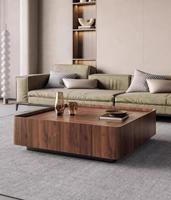 Table basse carrée moderne de designer nordique haut de gamme en bois de noyer massif, écologique et simple, pour la maison, les petits appartements et les salons