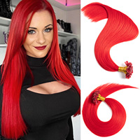 Extensions de cheveux 100% naturels I-Tip pré-collées, double épaisseur, Remy européennes, qualité salon, vente en gros, 1g 0.8g, couleur rouge