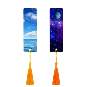 Qualisub Personalized Double Sided Printing 1mm Metal Water Resistant Modern Sublimation Bookmark Blanks with Tassels