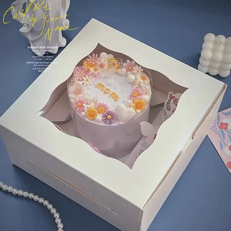 Tùy chỉnh thẻ trắng Giấy Cupcake hộp với cửa sổ bánh bao bì hộp cho bánh sinh nhật