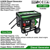 Groupe électrogène diesel triphasé 6 kW, refroidi par air, démarrage électrique, industriel, portable, 6,0 kW, petits générateurs diesel à vendre
