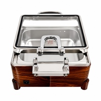 LIYUNDA Plat de service carré personnalisé blanc en acier inoxydable 304, équipement de maintien au chaud électrique pour buffet de mariage