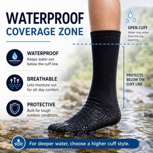 Chaussettes de randonnée imperméables personnalisées avec logo OEM pour hommes et femmes, chaussettes thermiques respirantes <span class=keywords><strong>à</strong></span> 3 couches pour la pêche, le camping, le cyclisme - Product Image 4