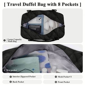 Grand sac de voyage pour la nuit avec trousse de toilette, sacs de voyage et de sport avec poche étanche, sac de maternité noir - Product Image 4