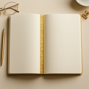 Cuaderno Vintage de Cuero A5 con Cubierta Floral en Dorado, Marcapáginas de Listón y Adorno Metálico - Product Image 4