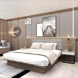 Fabricante de Muebles para Dormitorios de Hoteles Comerciales, Cama King Size Personalizada, Económica, con Base de Madera MDF y Cabecera con Mesitas de Noche - Product Image 1