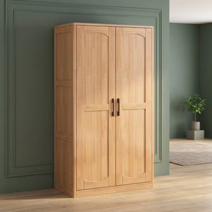 Armoire en bois moderne avec portes à panneaux surélevés, armoire de rangement autoportante pour chambre à coucher, design traditionnel - Product Image 3