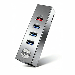 多機能USB3.0アルミ合金製ブラックシルバーハブ 5Gbps 6ポート DC 12/2A電源アダプター ドッキングステーション PCデスクトップ 在庫あり - Product Image 1
