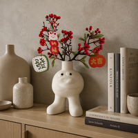 Sculpture de pied en céramique moderne, peinte à la main, grande forme irrégulière, décoration artistique, entrée, table, arrangement floral