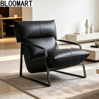 Fauteuil individuel de salon de haute qualité, semi-rembourré en cuir, avec structure métallique, fauteuil d'appoint