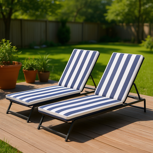 2 Cojines de Repuesto para Tumbonas de Exterior, Color Azul Marino a Rayas, Rectangulares, para Muebles de Patio, Aptos para Todas las Estaciones - Product Image 2