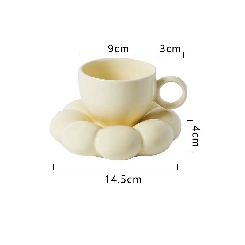 Tivray Macaron cangkir kopi warna dan piring bentuk bunga es Sengkang krim lemak cangkir keramik porselen