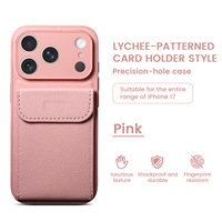 Casing Handphone Anti Jatuh Warna Oranye Bahan TPU PC Grosir dengan Kantung Kartu untuk iPhone 17 Pro Max