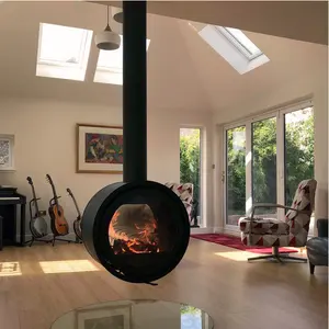 Estufa de leña montada en la pared dormitorio chimenea independiente interior de leña colgante calentador de chimenea de madera