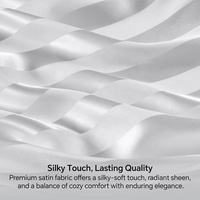 Vente flash, prix bas, haute qualité, ensemble de draps en satin soyeux blanc rayé, 6 pièces, luxe