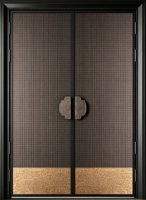 Porte d'entrée double battante en aluminium, porte d'entrée double pour villa avec poignée fendue antique