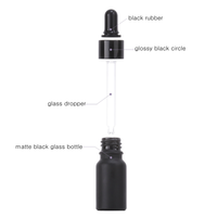 Botol Tetes Bulat Bambu 30ml 50ml Matte Hitam untuk Kemasan Serum Lotion Perawatan Kulit, Botol Kaca Kosong untuk Cat Kuku dengan Label