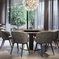 Ensemble de table à manger ronde personnalisée pour hôtel pour 6 personnes avec 4 chaises rembourrées, mobilier de banquet moderne pour restaurant
