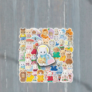 מכירת מפעל - 50 יחידות חבילת מדבקות PVC חמודות בסגנון קוואי, מדבקות בובות כותנה מצוירות עמידות במים עם הדפסת UV - Product Image 3