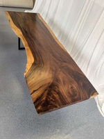Plateau de table en bois massif de raintree à bords naturels pour restaurant, bureau, cuisine et salle à manger