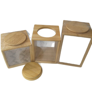 Contenedor cuadrado de bambú para almacenar alimentos con tapa de bambú transparente, caja para refrigerios y frutos secos de cocina - Product Image 5