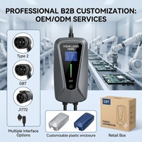 Pengisi Daya EV Portabel 32A Tipe 2 GBT Level 2 3.5/7kW AC 220V Universal Cocok untuk Semua EV Penggunaan di Rumah & Perjalanan