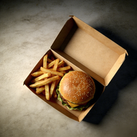 Boîtes à emporter écologiques personnalisées pour hamburgers et frites, en carton ondulé avec gaufrage et dorure, emballage alimentaire de qualité alimentaire